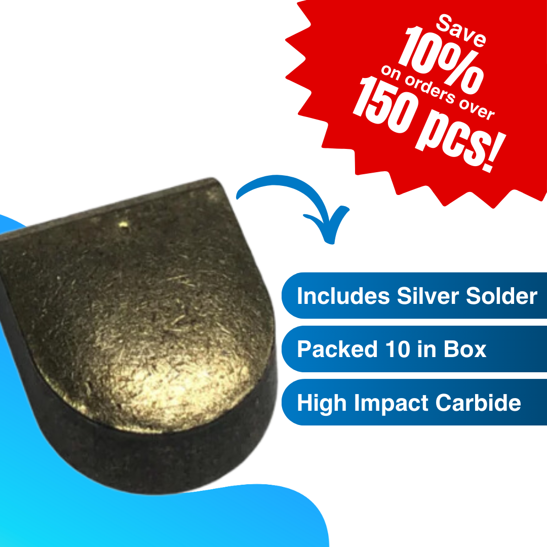 10-PACK Pretinned Stump Cutter Carbide Teeth (w/ Silver Solder)