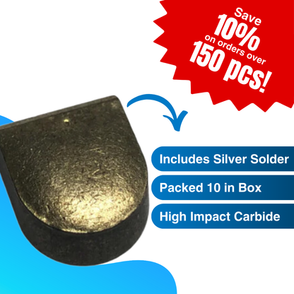 10-PACK Pretinned Stump Cutter Carbide Teeth (w/ Silver Solder)