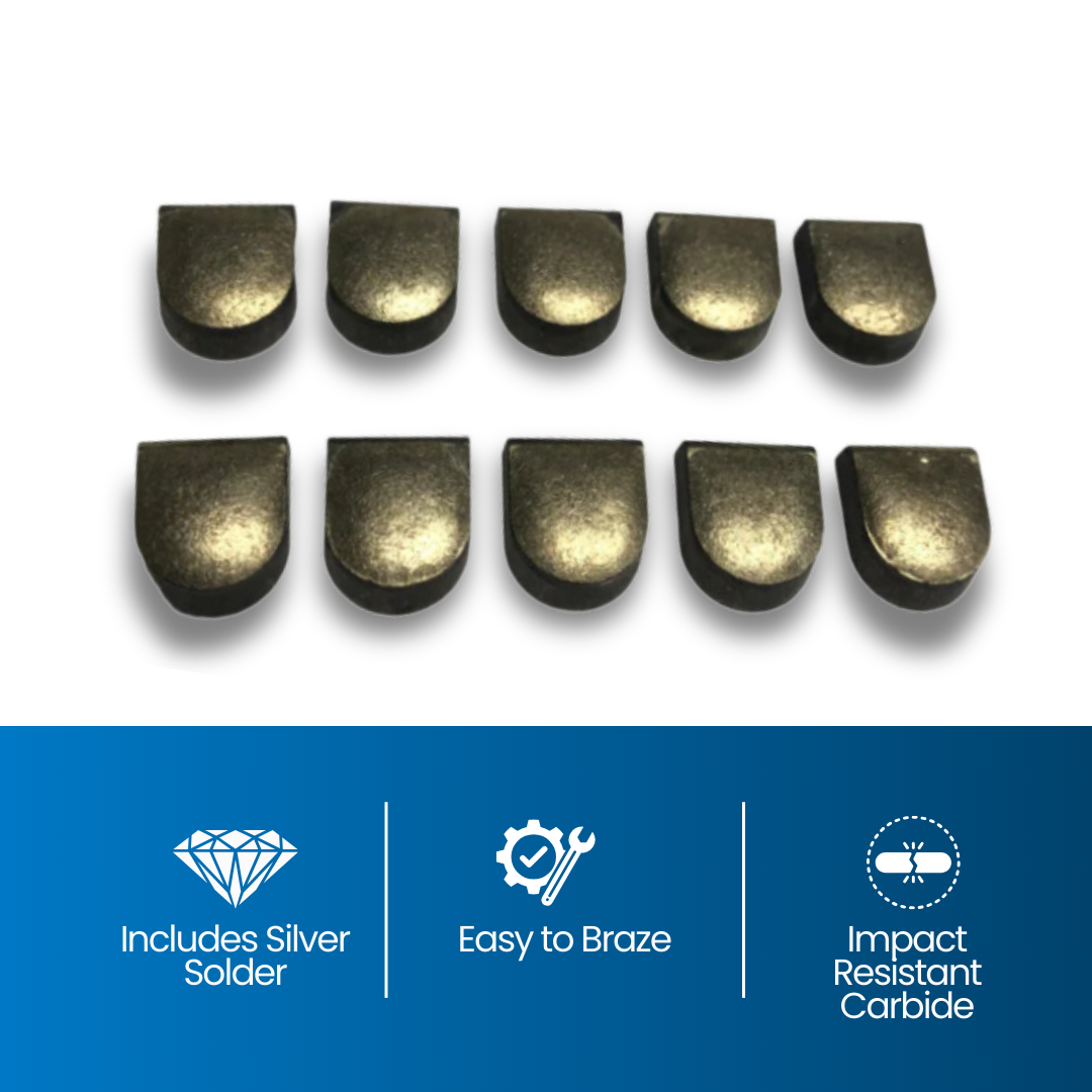 10-PACK Pretinned Stump Cutter Carbide Teeth (w/ Silver Solder)