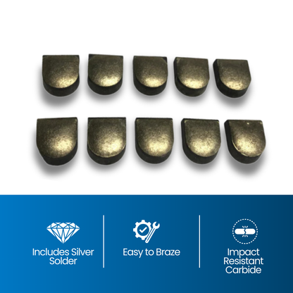 10-PACK Pretinned Stump Cutter Carbide Teeth (w/ Silver Solder)