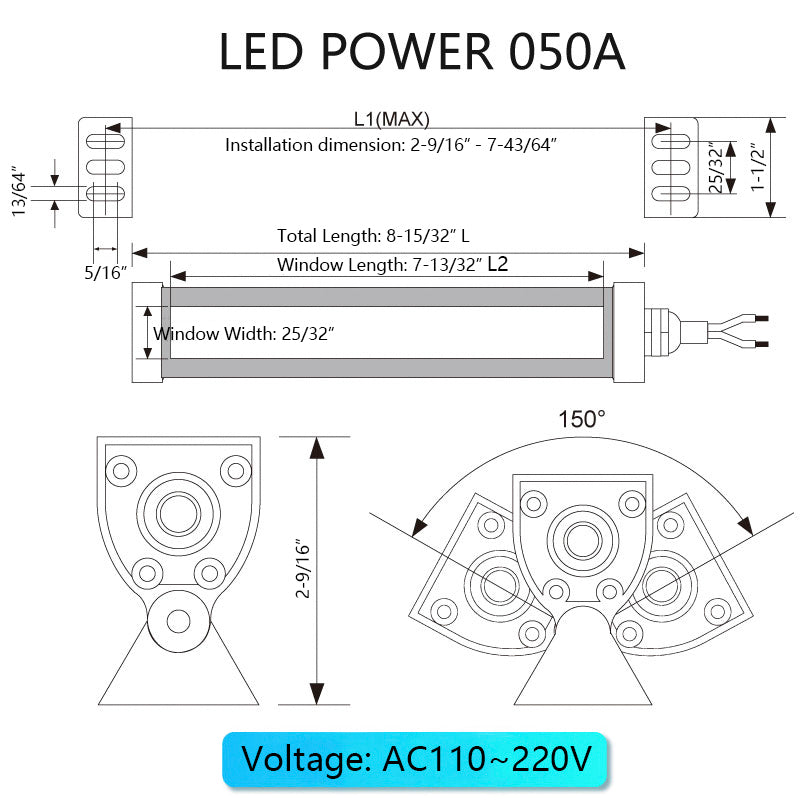 10w LED Tube Light for CNC and Manual Machines 110-220V